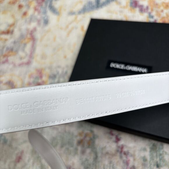 Dolce Gabbana White Logo Belt - Picture 2 of 7